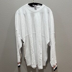 🤍Spirit Jersey White Long Sleeve Crewneck w/ Red Striped Cuffed Sleeves –Size M